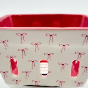 Pink Bow Bows COQUETTE Ceramic Berry Basket Fruit Colander.